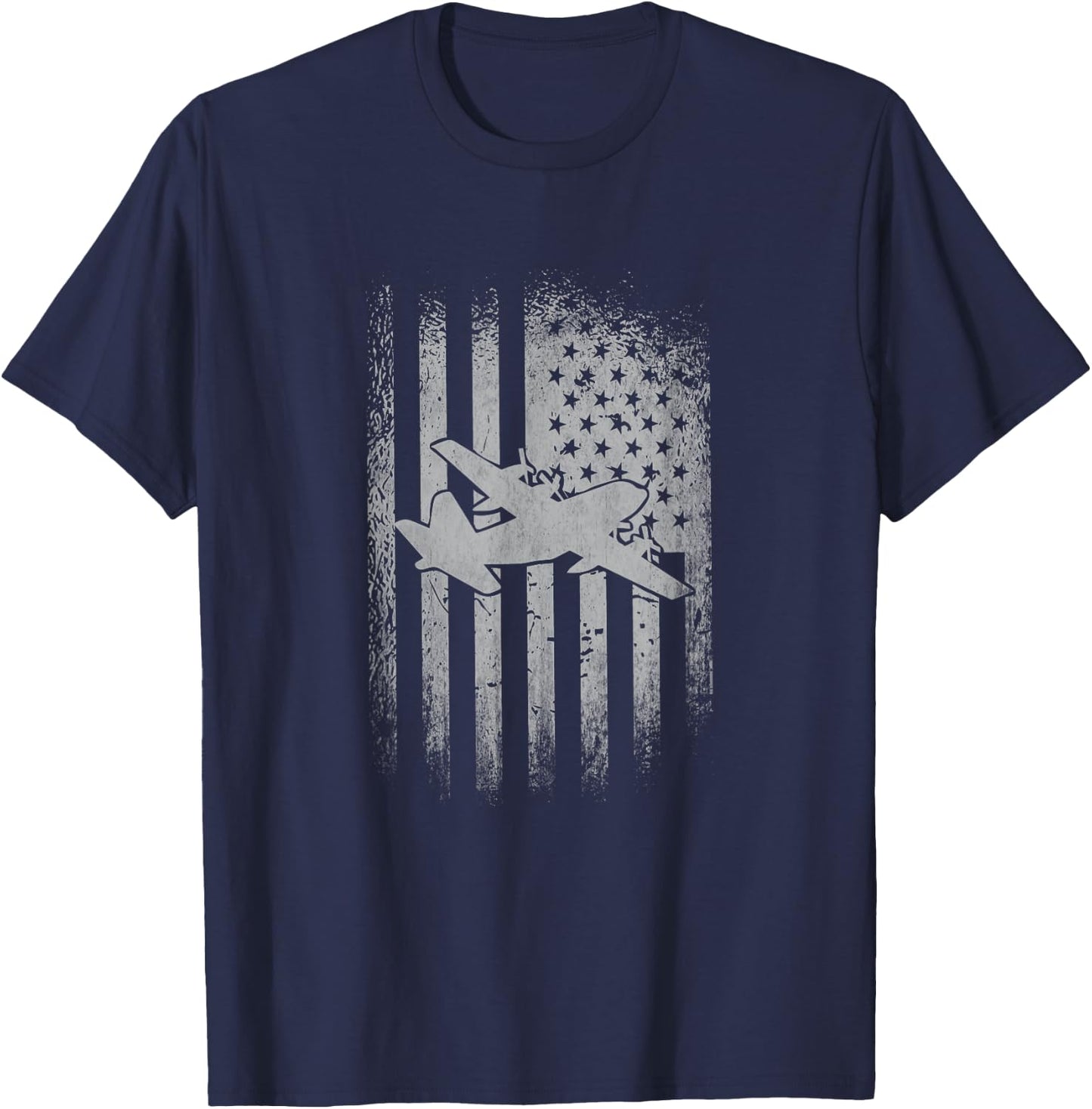 C 130 Hercules Air Force Transport Cargo Plane American Flag Men T-Shirt - T-Shirt | Navy