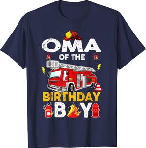 Oma Of The Birthday Boy Fire Truck Firefighter Party T-Shirt - T-Shirt | Navy
