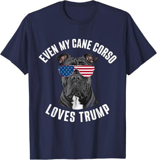 Funny Even My Cane Corso Loves Trump Political Dog T-Shirt - T-Shirt | Navy