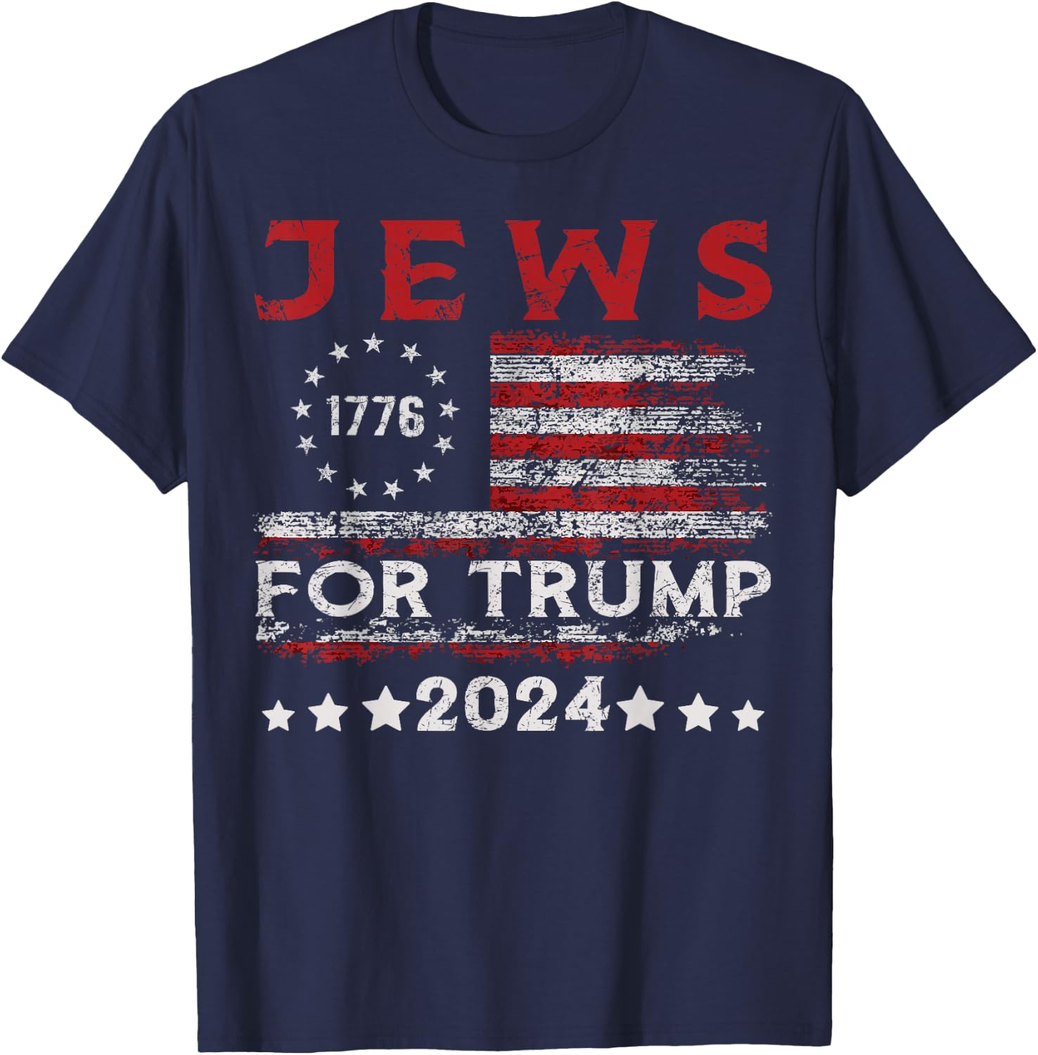 Jews For Trump 2024 American Flag Jew Support Trump Men T-Shirt - T-Shirt | Navy