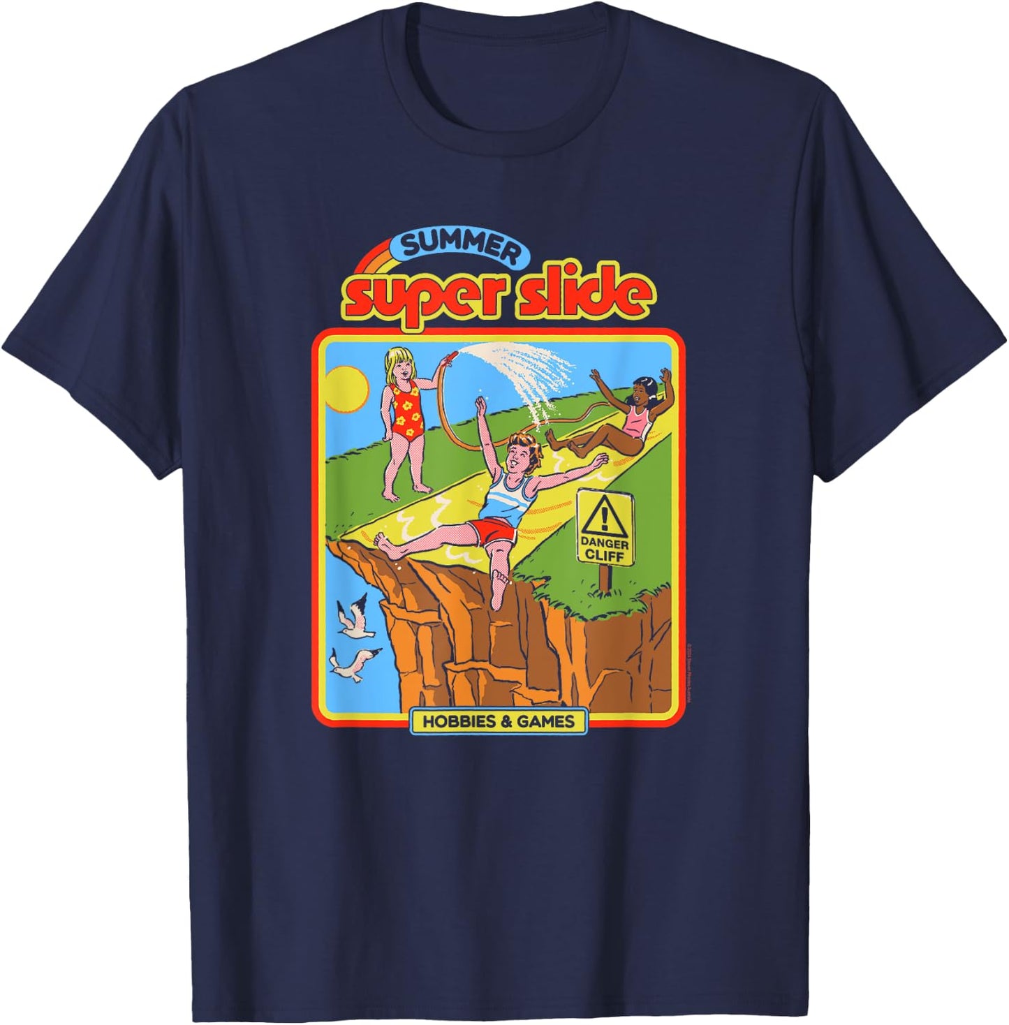Steven Rhodes Summer Super Slide Hobbies & Games Dark Humor T-Shirt - T-Shirt | Navy