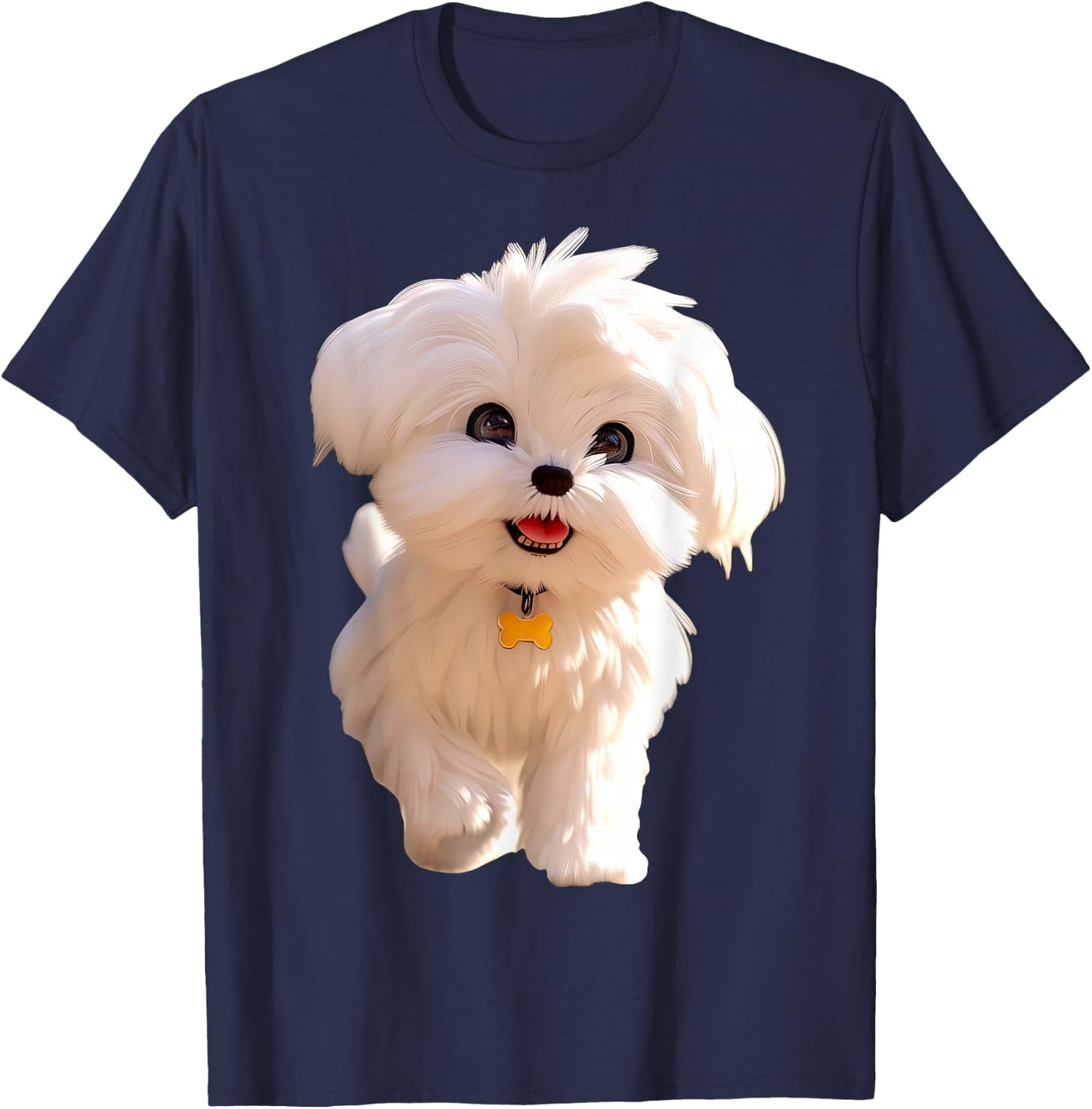 Maltese Dog Art Design I Love Cute Maltese Dogs T-Shirt - T-Shirt | Navy