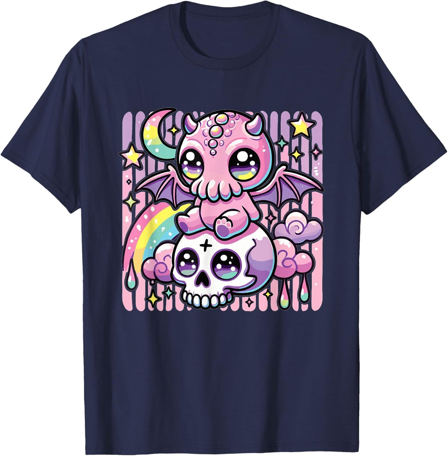 Kawaii Gothic Cthulhu Pastel Colors Gothic Goth Cthulhu T-Shirt - T-Shirt | Navy
