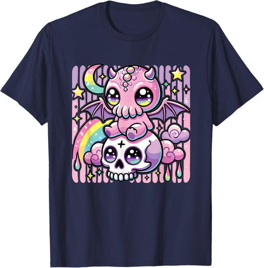 Kawaii Gothic Cthulhu Pastel Colors Gothic Goth Cthulhu T-Shirt - T-Shirt | Navy
