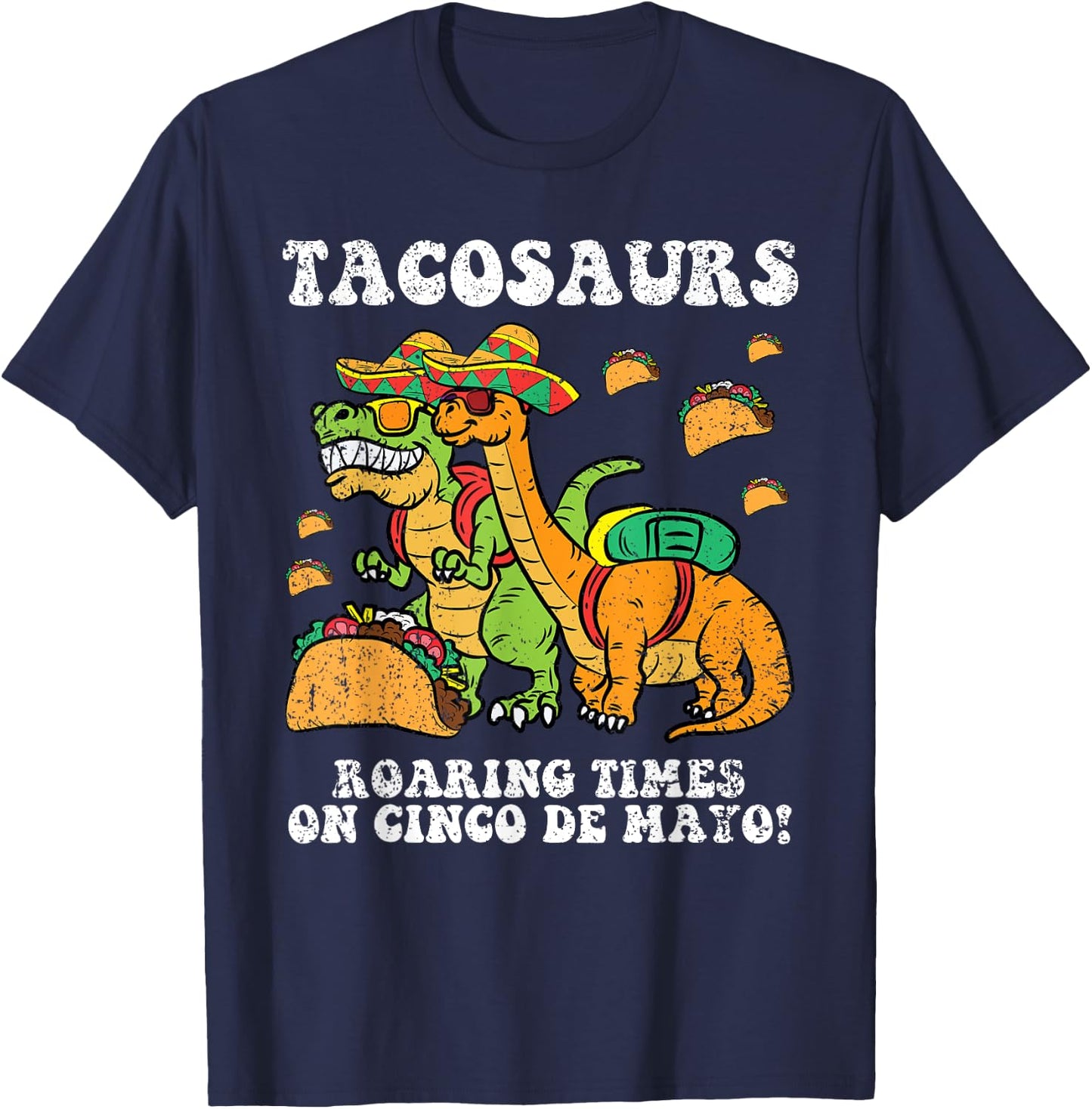 Tacosaurs Cinco De Mayo Dinosaur Taco Mexican Toddler Boys T-Shirt - T-Shirt | Navy