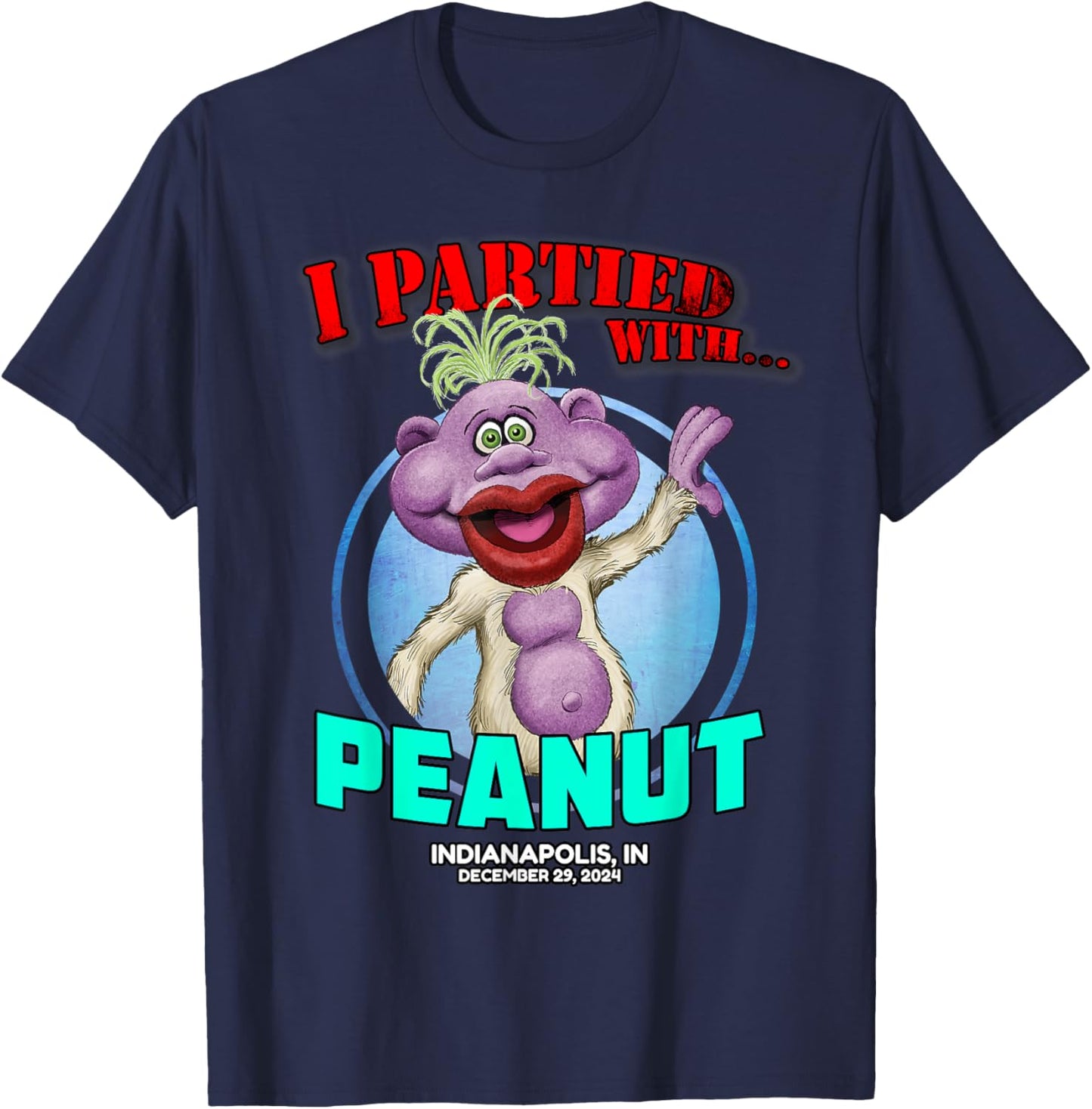 Jeff Dunham Peanut Indianapolis, IN (2024) -Adults Classic Fit Black Short Sleeve T-Shirt - T-Shirt | Navy