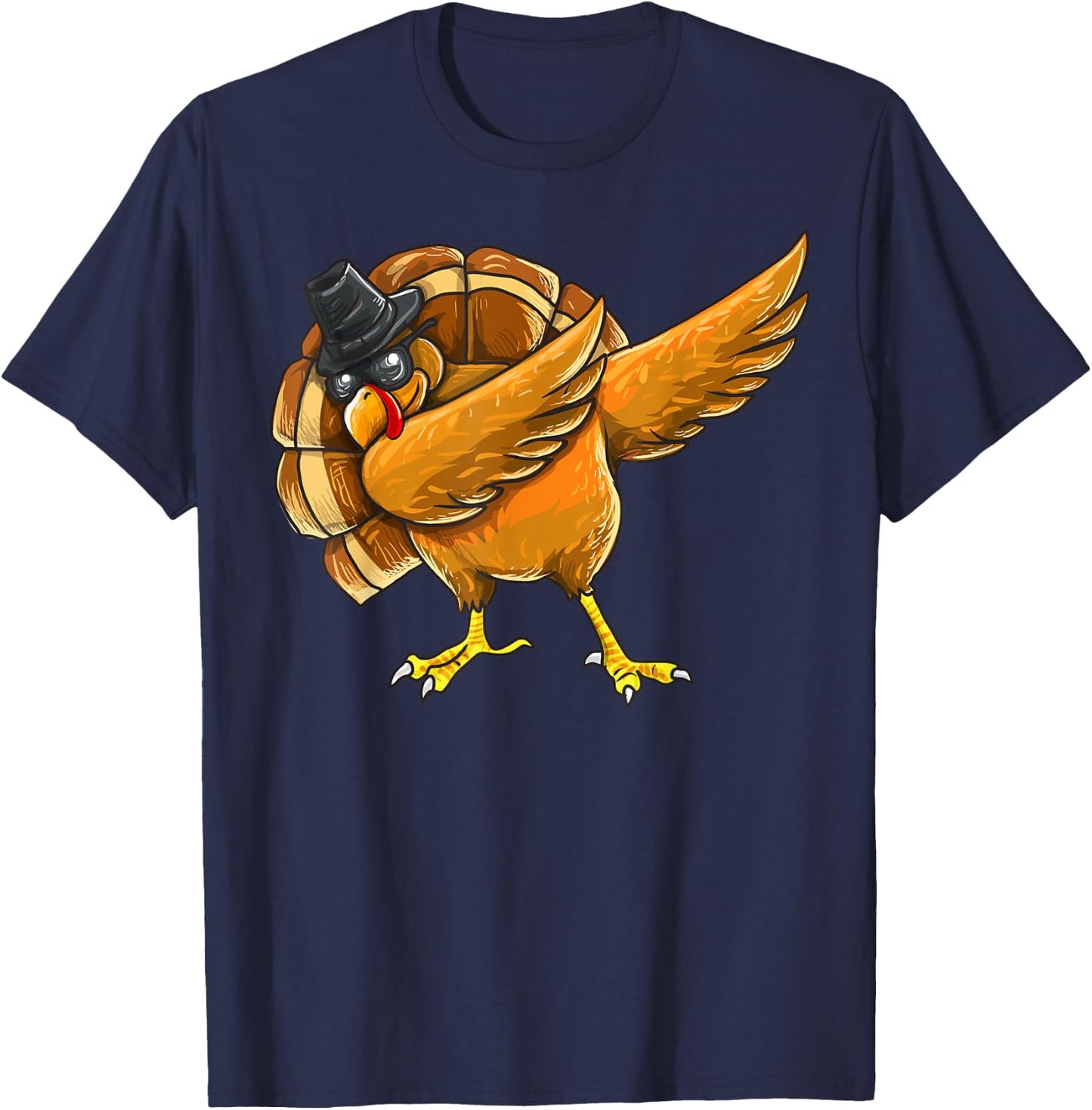 Dabbing Turkey Thanksgiving Boys Kids Men Turkey Day T-Shirt - T-Shirt | Navy