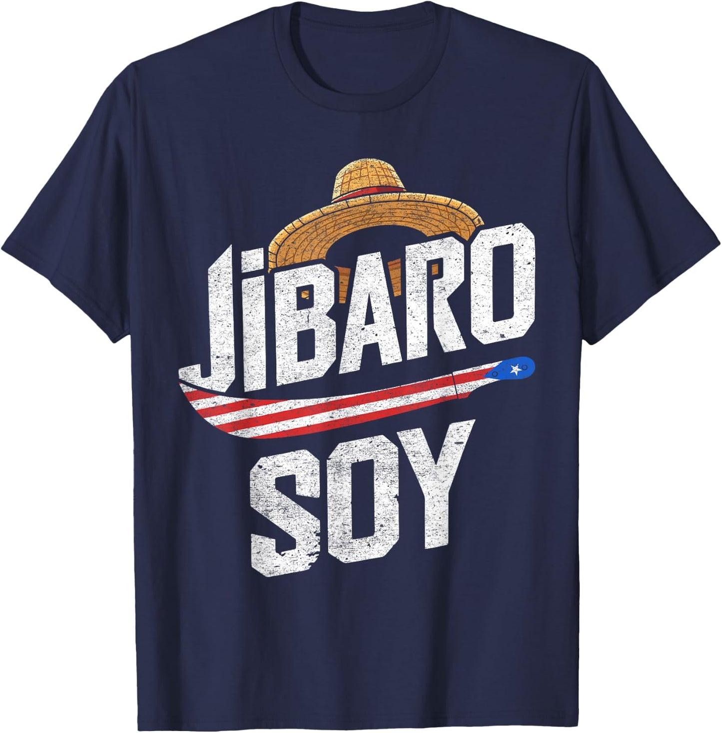 Droll Threads Jibaro Soy Puerto Rico Farmer Taino Boricua Puertorriqueo T-Shirt - T-Shirt | Navy