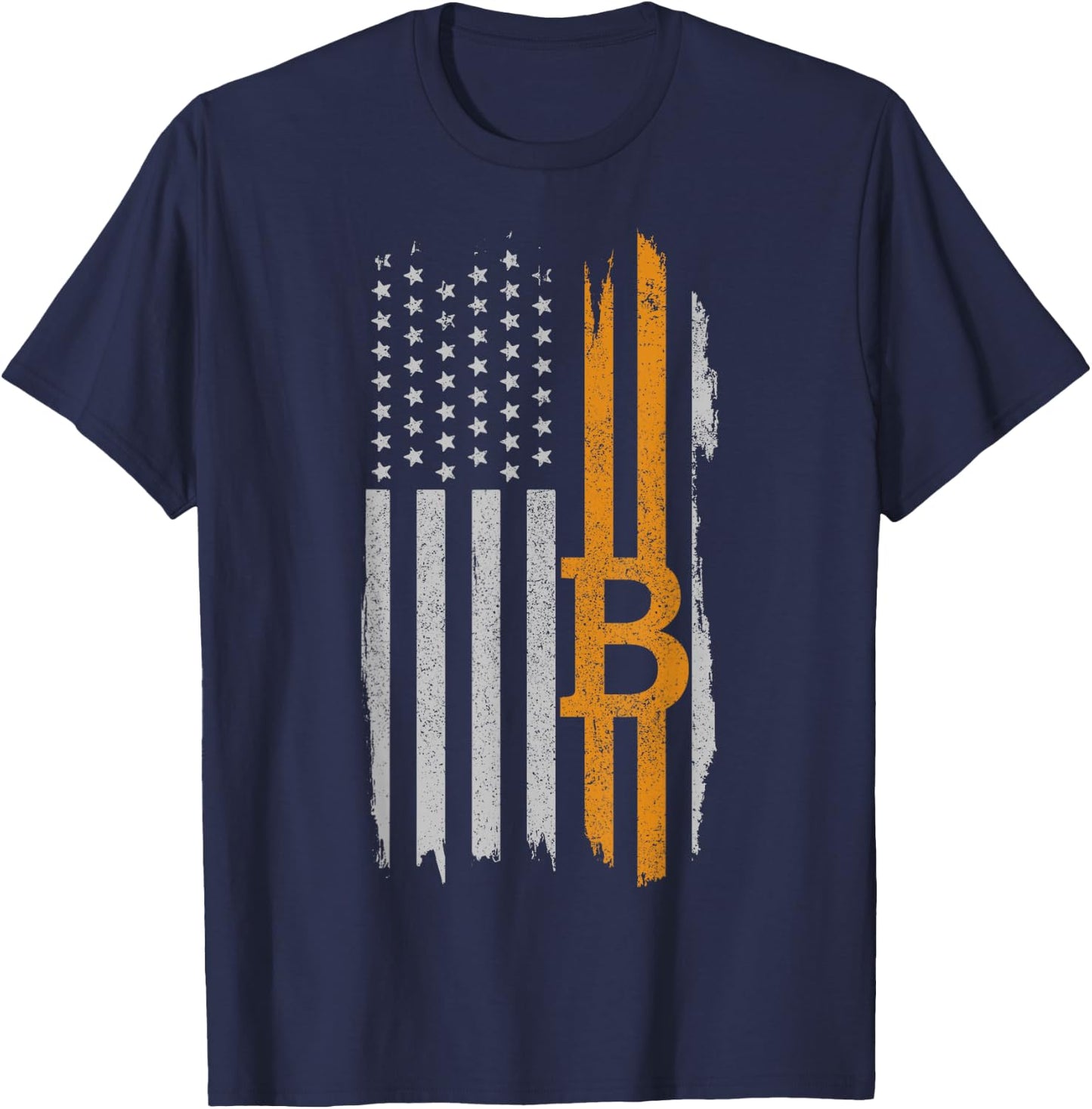 Bitcoin American Flag Patriotic Cryptocurrency HODL T-Shirt - T-Shirt | Navy