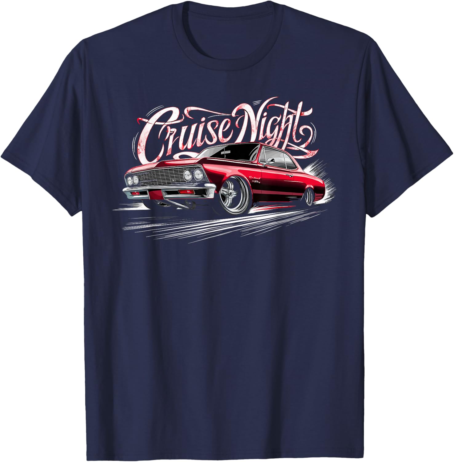 Cruise Night Low Rider Cholo Mexican Cali Car Men and Women T-Shirt - T-Shirt | Navy