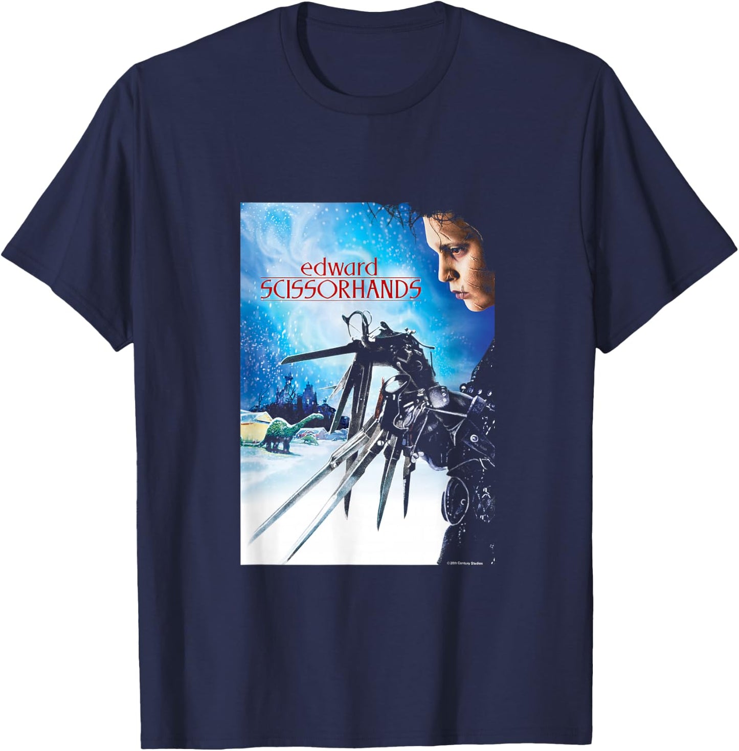 Edward Scissorhands Iconic Vintage Big Chest Movie Poster T-Shirt - T-Shirt | Navy