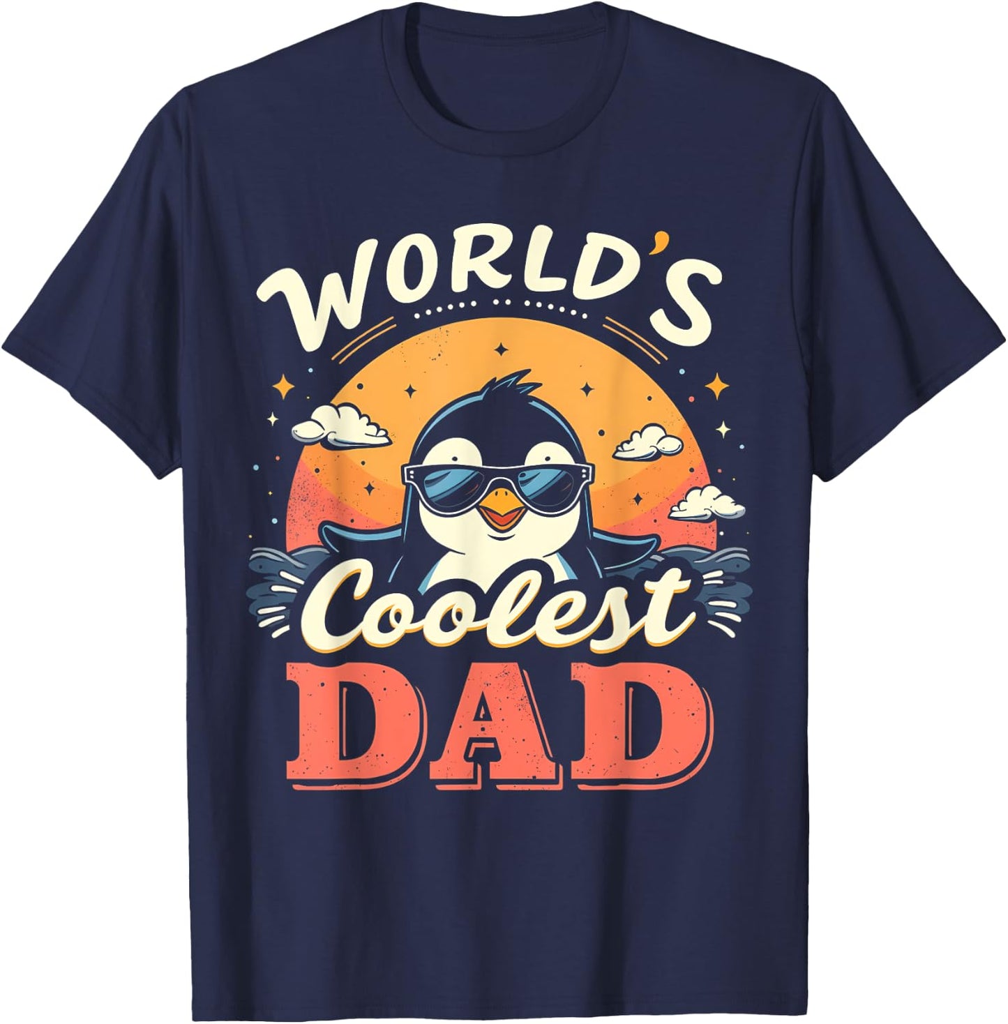 World's Coolest Dad Penguin Dad Penguin T-Shirt - T-Shirt | Navy