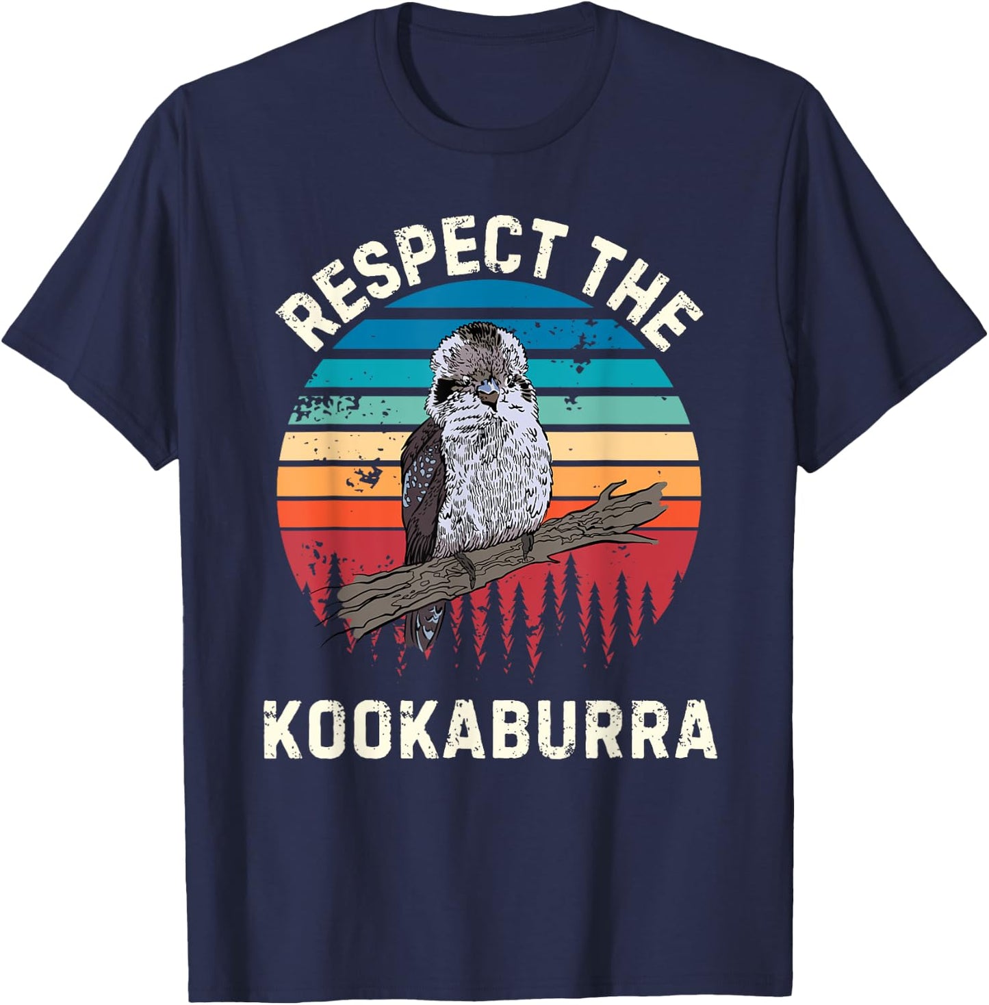 Retro Respect The Kookaburra Bird Vintage Kookaburra Lover T-Shirt - T-Shirt | Navy