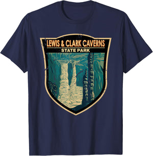 Vintage Lewis And Clark Caverns State Park Montana Badge T-Shirt - T-Shirt | Navy