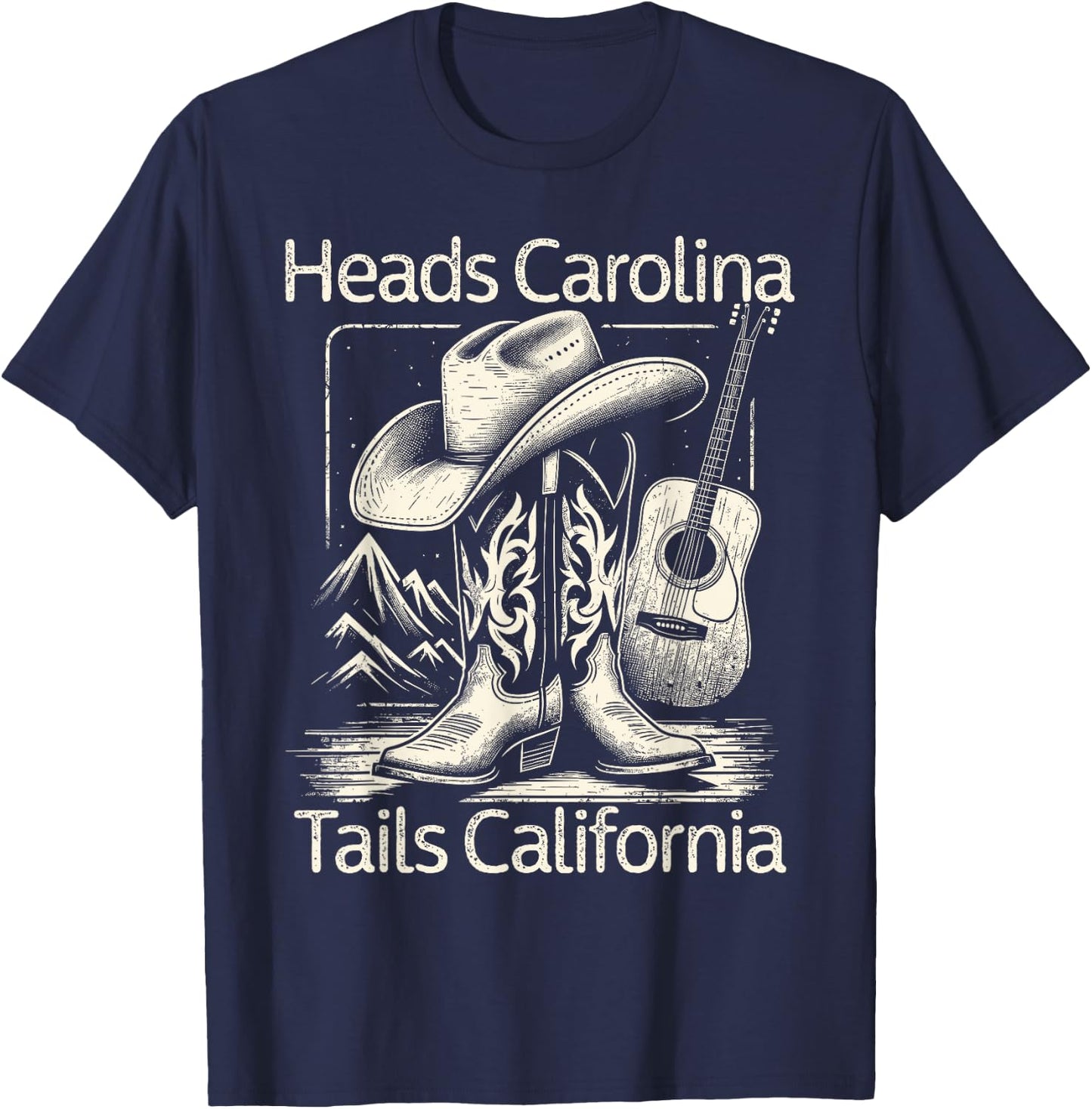Heads Carolina Tail California Retro Vintage Country T-Shirt - T-Shirt | Navy