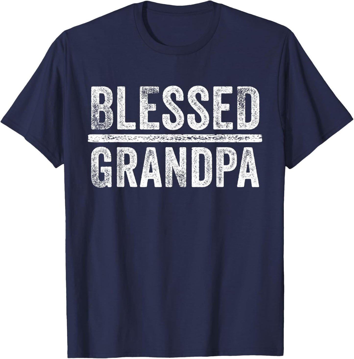 Blessed Grandpa Dad Granddad Father's Day Funny Vintage T-Shirt - T-Shirt | Navy