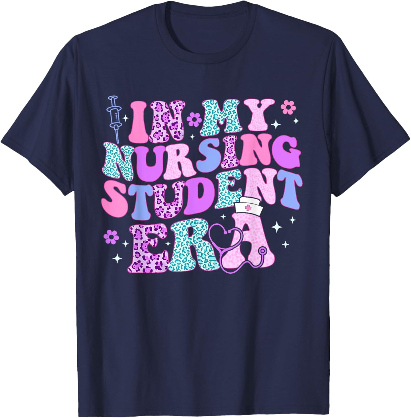 Groovy In My Nursing Student Era Nursing Future Nurse T-Shirt - T-Shirt | Navy