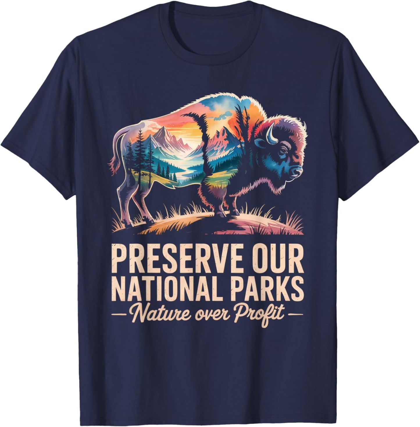 Protect Our National Parks Buffalo Bison Save National Parks T-Shirt - T-Shirt | Navy