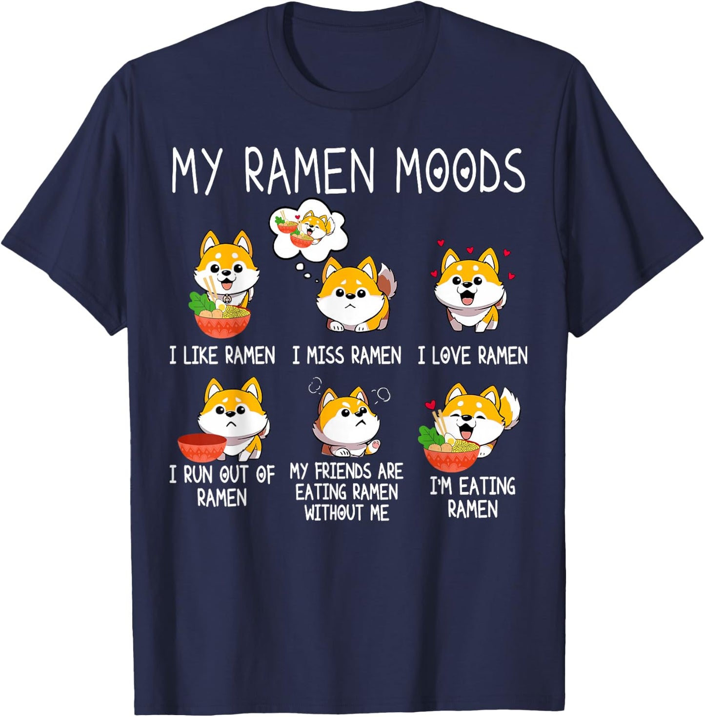 Ramen Shiba Inu Dog Lover Japanese Noodles Women Kid T-Shirt - T-Shirt | Navy