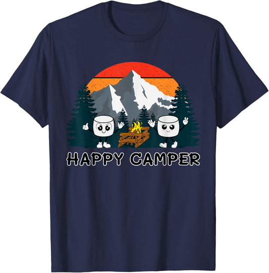 Happy Marshmallow Camper Baby Toddler Kids Cute Marshmallow T-Shirt - T-Shirt | Navy