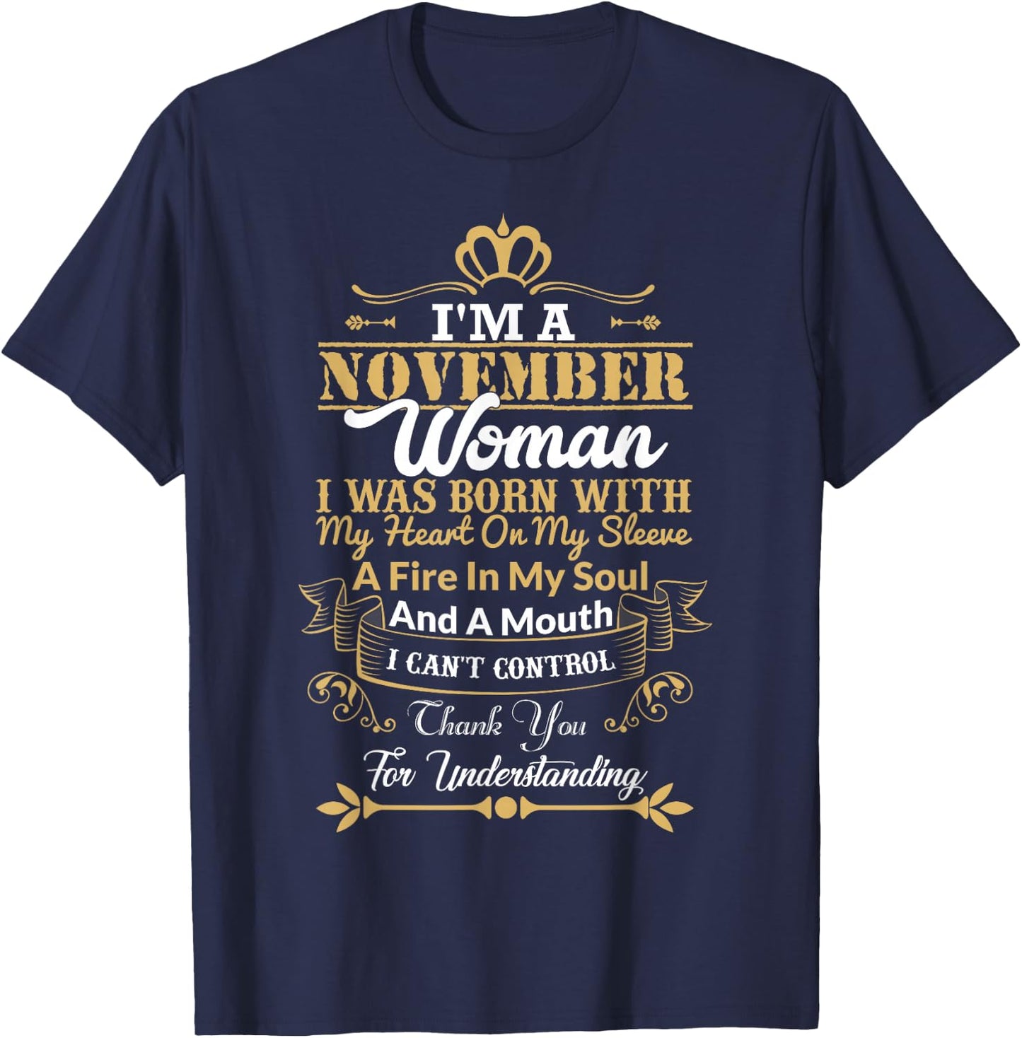 Woman Born In November Birthday Gift Shirt T-Shirt - T-Shirt | Navy