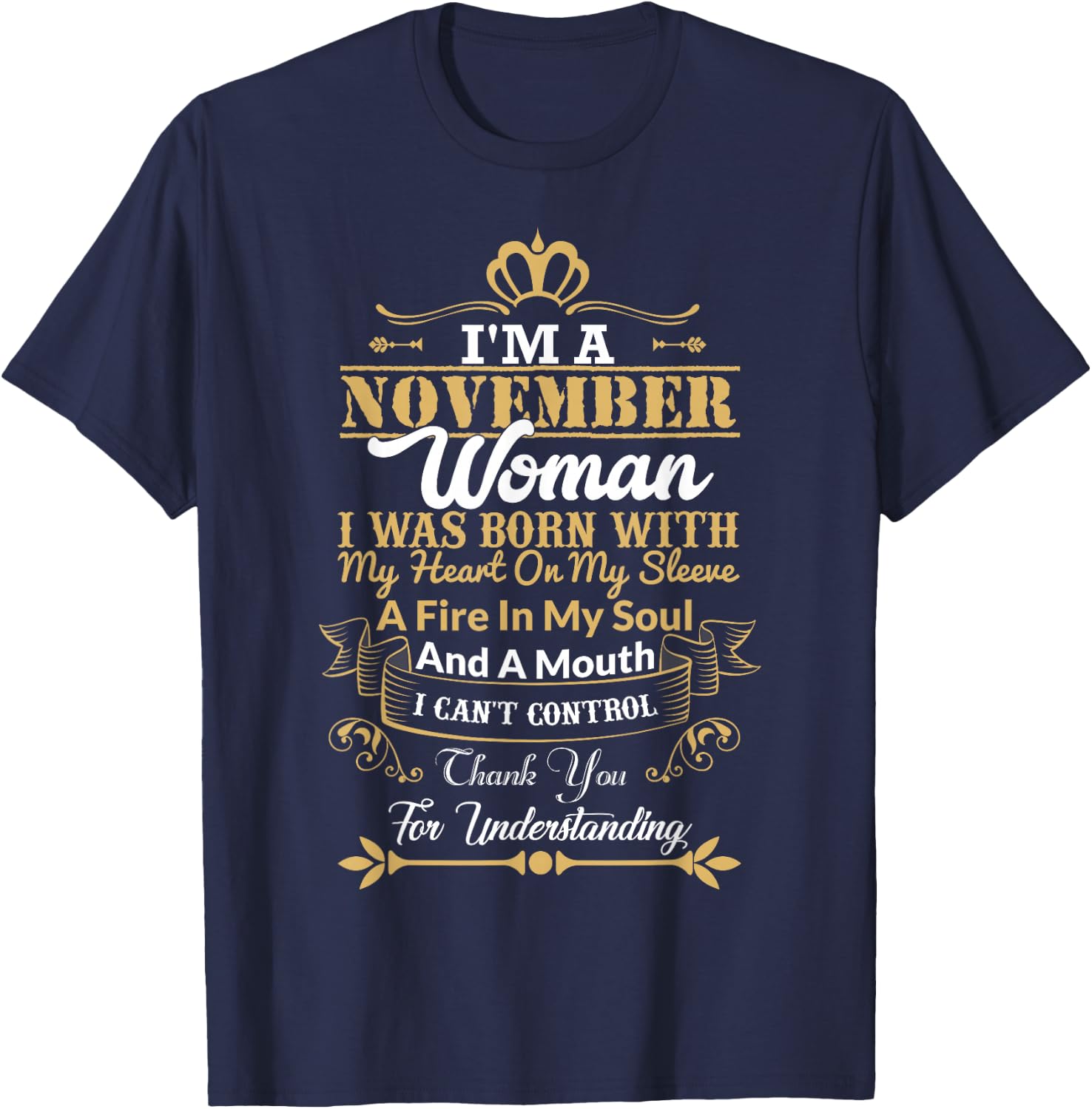 Woman Born In November Birthday Gift Shirt T-Shirt - T-Shirt | Navy