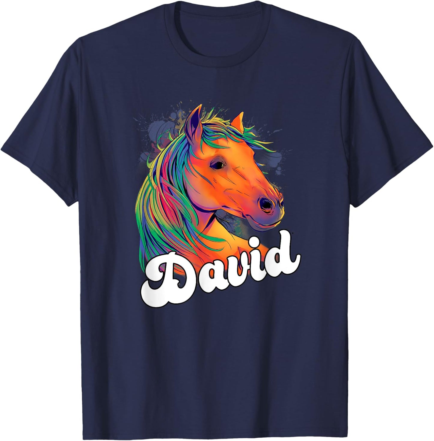 DAVID - Cute Boy Name with beautiful Horse T-Shirt - T-Shirt | Navy