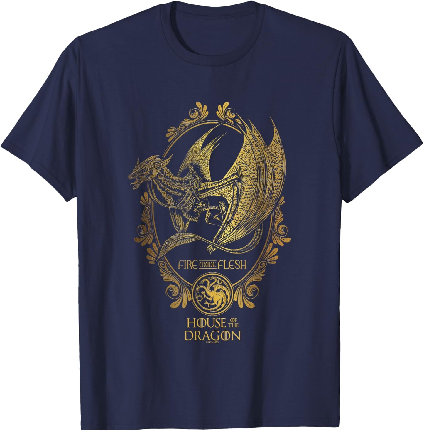 House of the Dragon Iconic Sunfyre Fire And Flesh Big Poster T-Shirt - T-Shirt | Navy