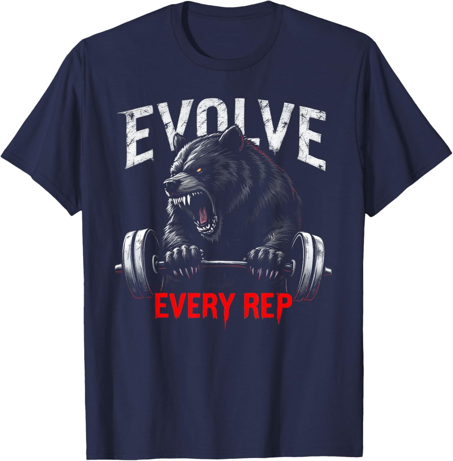 Evolve Every Rep Gym Motivation for Fitness Enthusiasts T-Shirt - T-Shirt | Navy