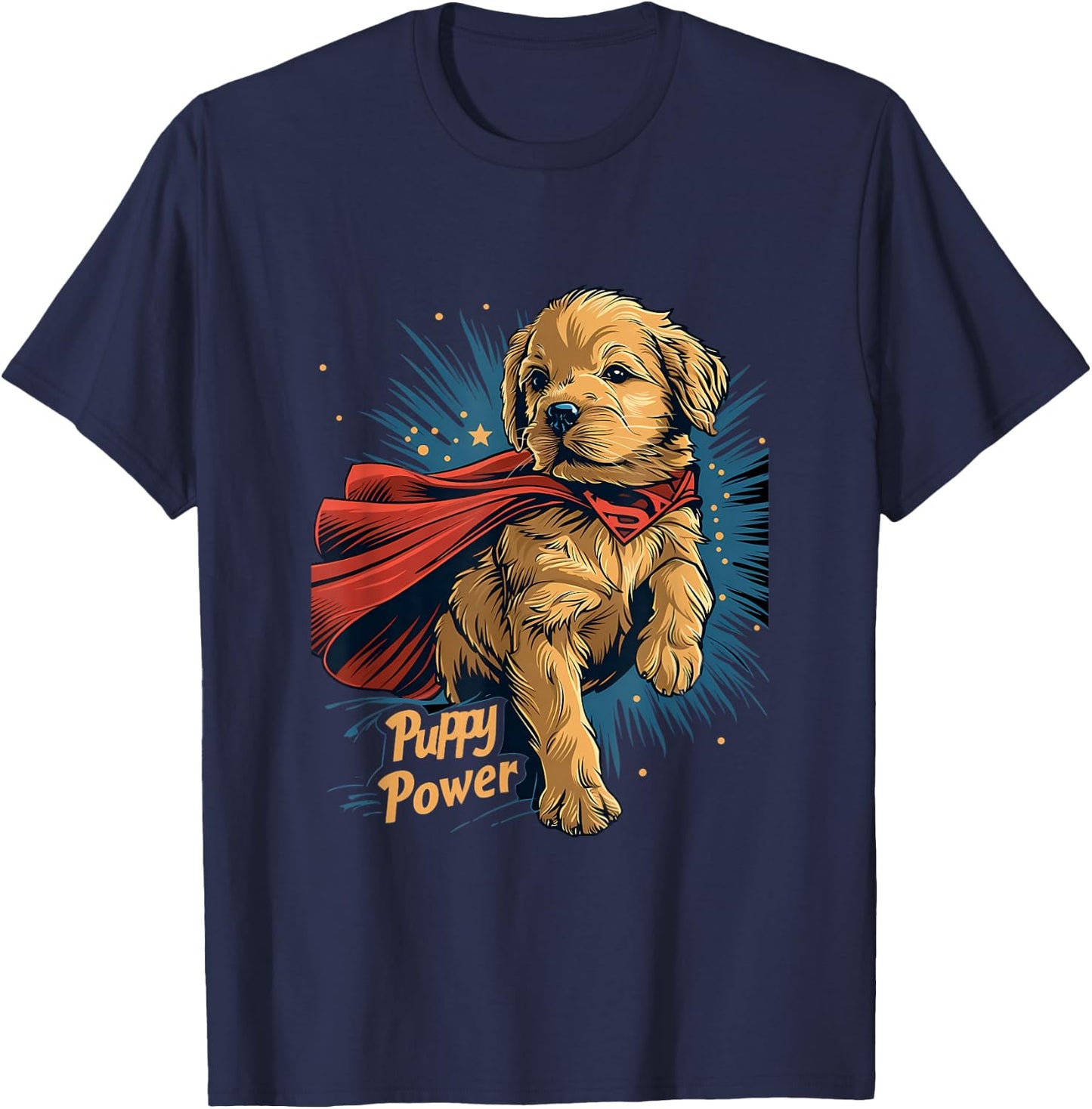 Golden Retriever Puppy Power Superhero for Dog Lover Parent T-Shirt - T-Shirt | Navy