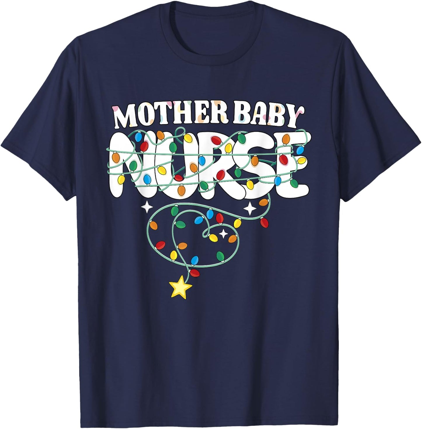 Mother Baby Nurse Christmas Postpartum Nursing NP RN Squad T-Shirt - T-Shirt | Navy