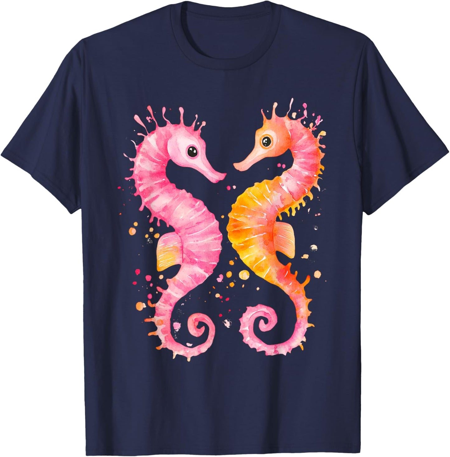 Seahorse Coral Starfish Nautical Art Seahorse lovers T-Shirt - T-Shirt | Navy
