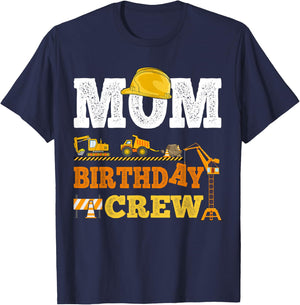 Mom Birthday Crew Construction Excavator Kids Family Set T-Shirt - T-Shirt | Navy
