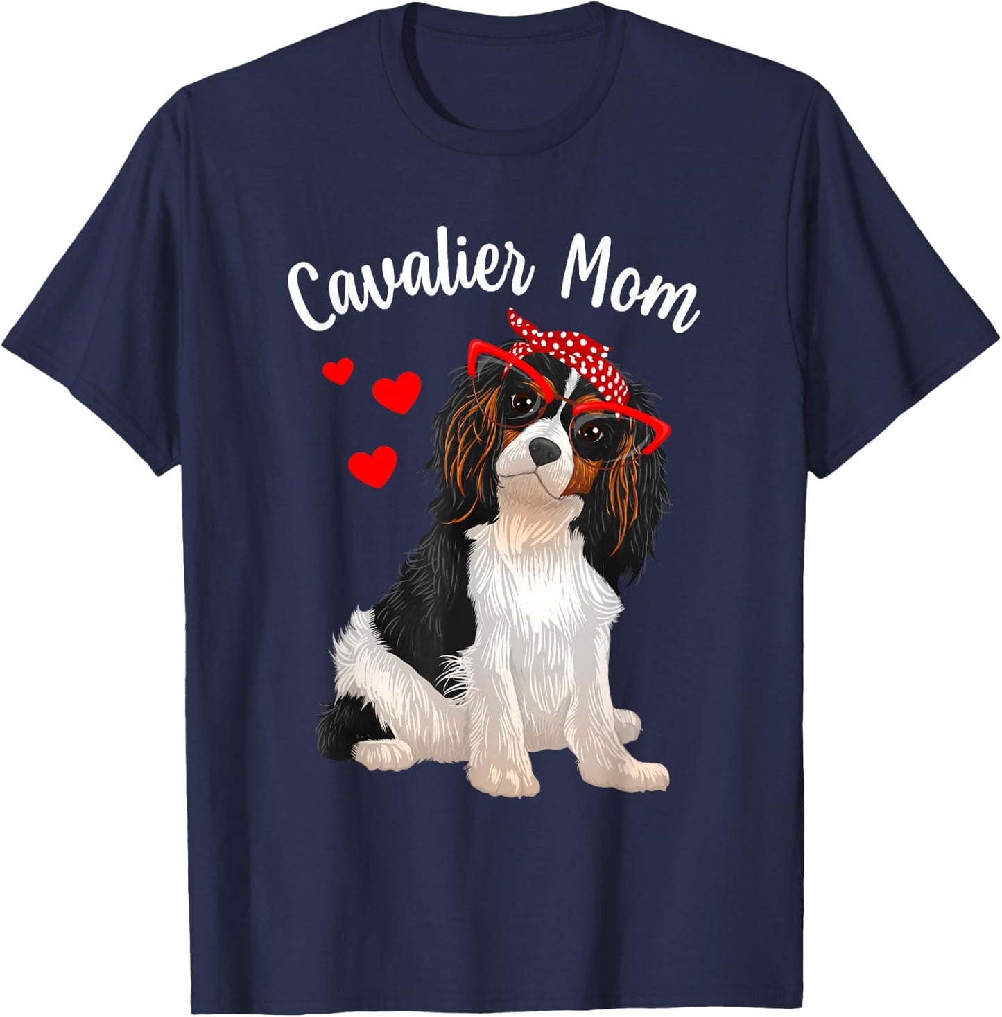 Cavalier King Charles Art Mom Cavalier Spaniel T-Shirt - T-Shirt | Navy
