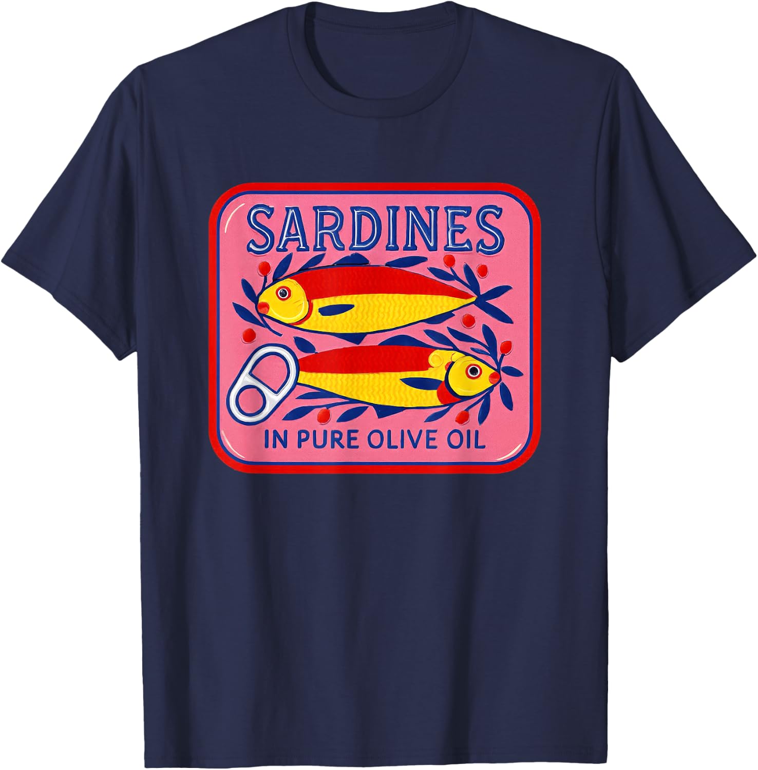 Sardines In Pure Olive Oil Fish Can Art T-Shirt - T-Shirt | Navy