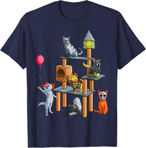 Funny Cat Horror Movies Cute Halloween for Cat Kitty Lovers T-Shirt - T-Shirt | Navy