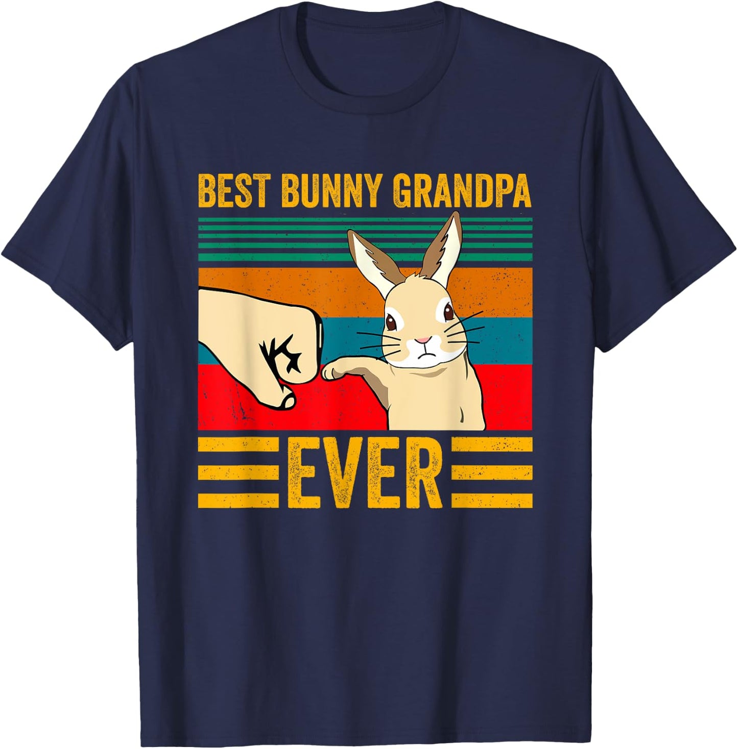 Best Bunny Grandpa Ever Rabbit Lover Father Pet Rabbit T-Shirt - T-Shirt | Navy