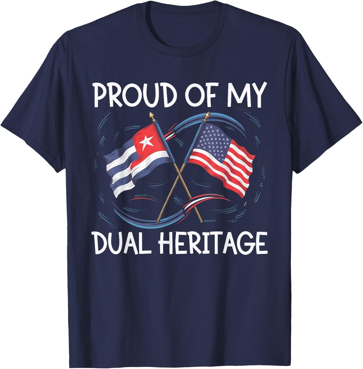 Half Cuban Half American USA Flag Cuba America T-Shirt - T-Shirt | Navy