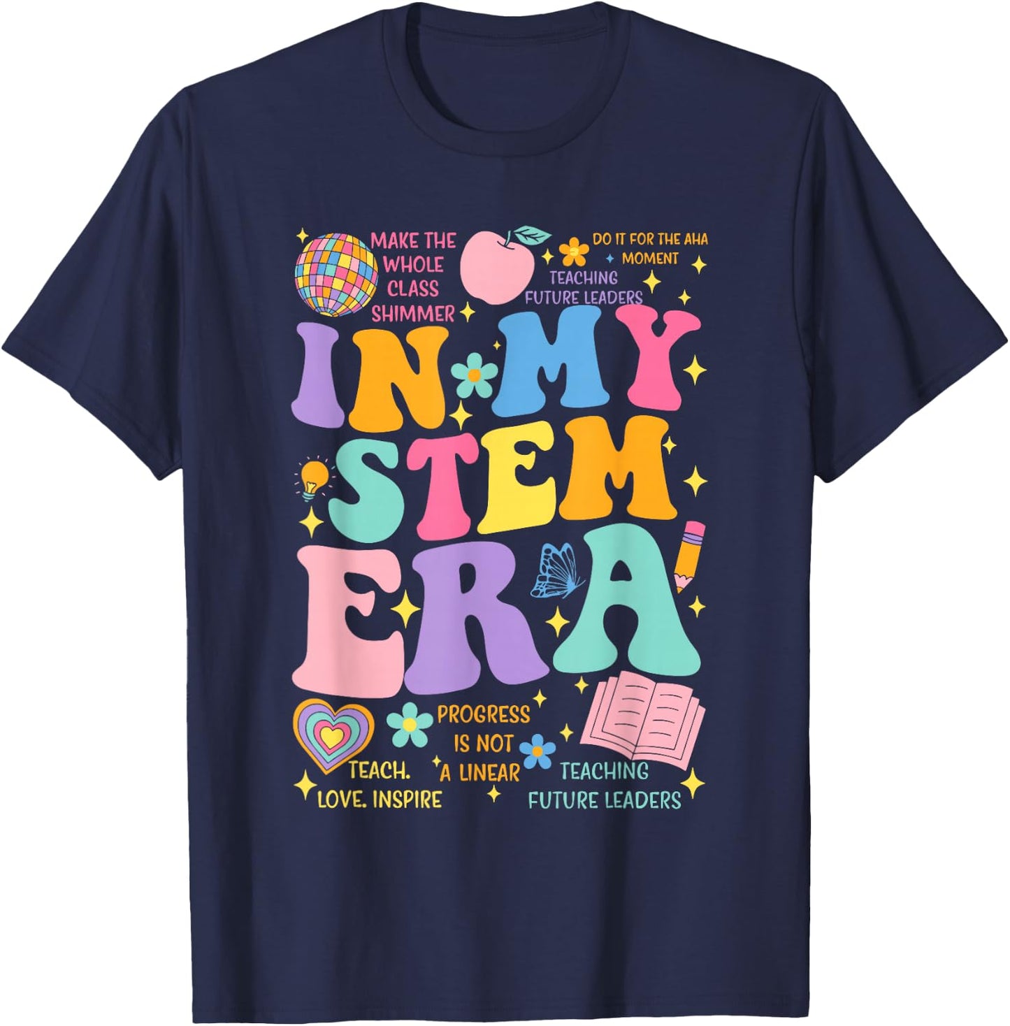 In My Stem Era Science Teacher Back To School Groovy T-Shirt - T-Shirt | Navy