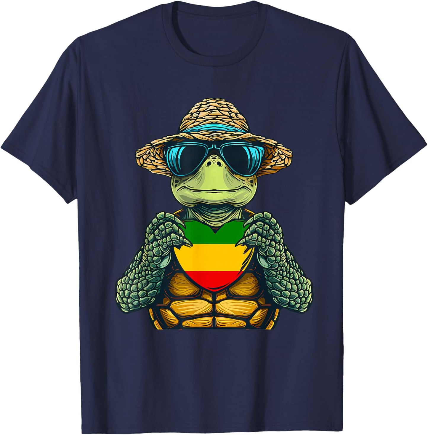 Rasta Reggae Turtle Jamaica Music Rastafari Roots Jamaican T-Shirt - T-Shirt | Navy