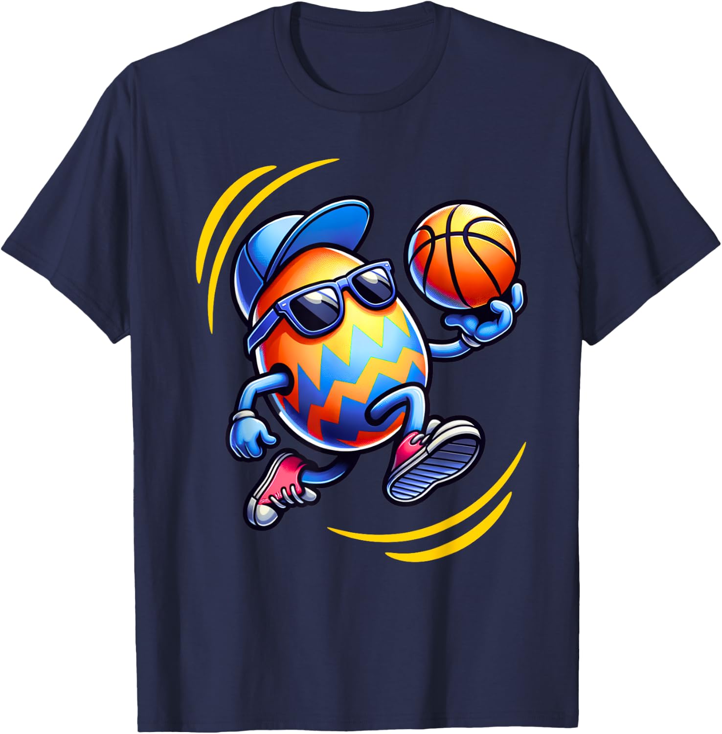 Easter Egg Playing Basketball Sports Boys Men Kids Toddler T-Shirt - T-Shirt | Navy