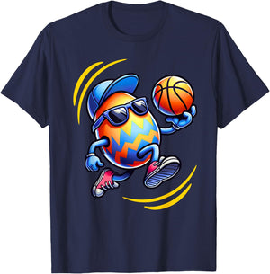 Easter Egg Playing Basketball Sports Boys Men Kids Toddler T-Shirt - T-Shirt | Navy