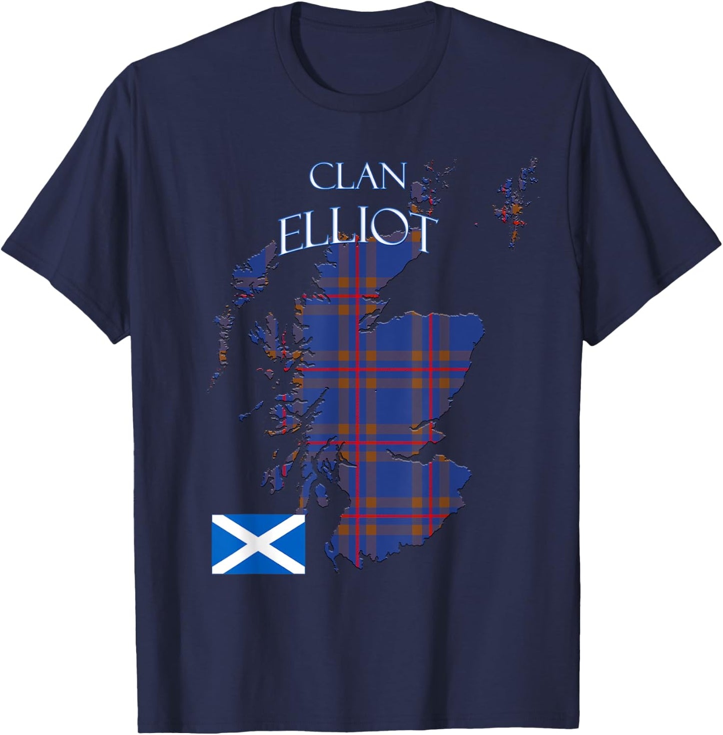 Elliot Scottish Clan Tartan Scotland T-Shirt - T-Shirt | Navy
