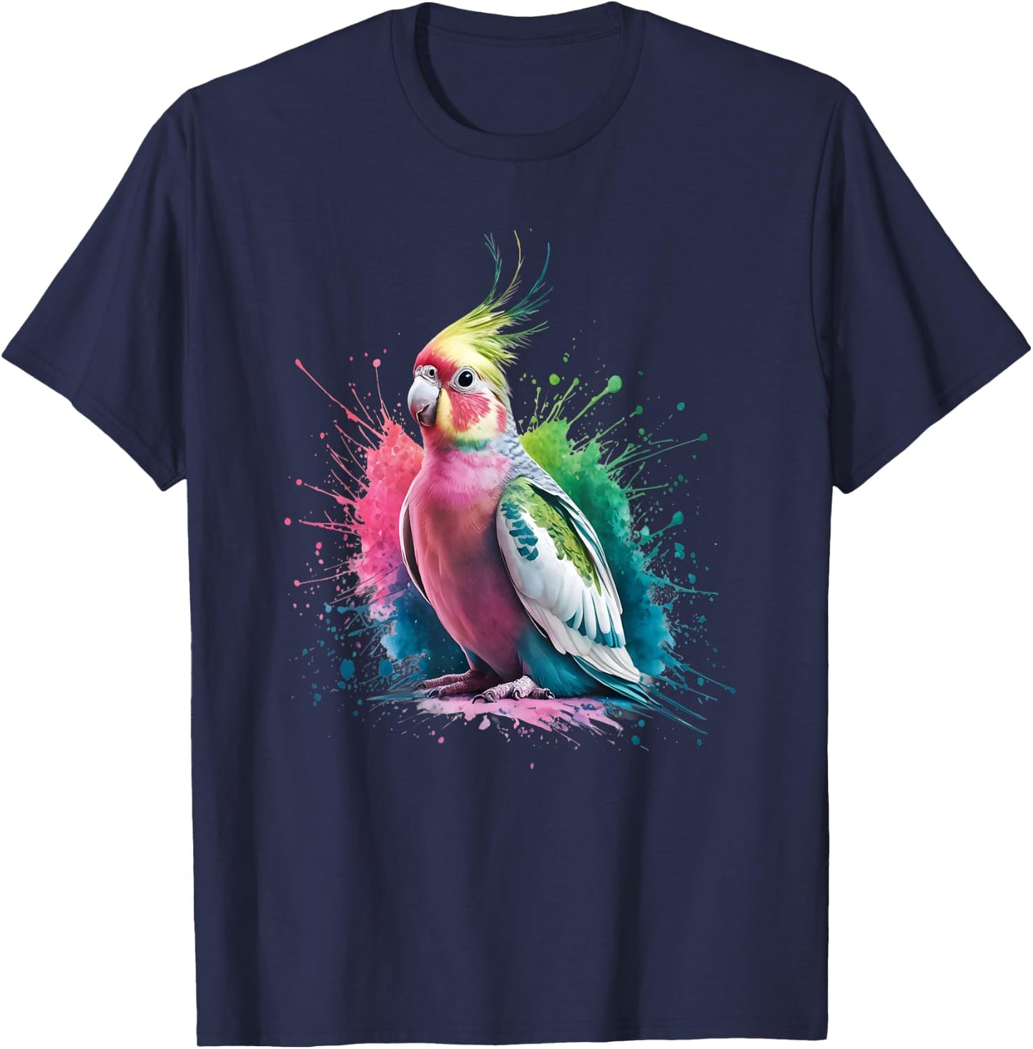 Cockatiel Men Woman Colorful Watercolor Cockatiel T-Shirt - T-Shirt | Navy