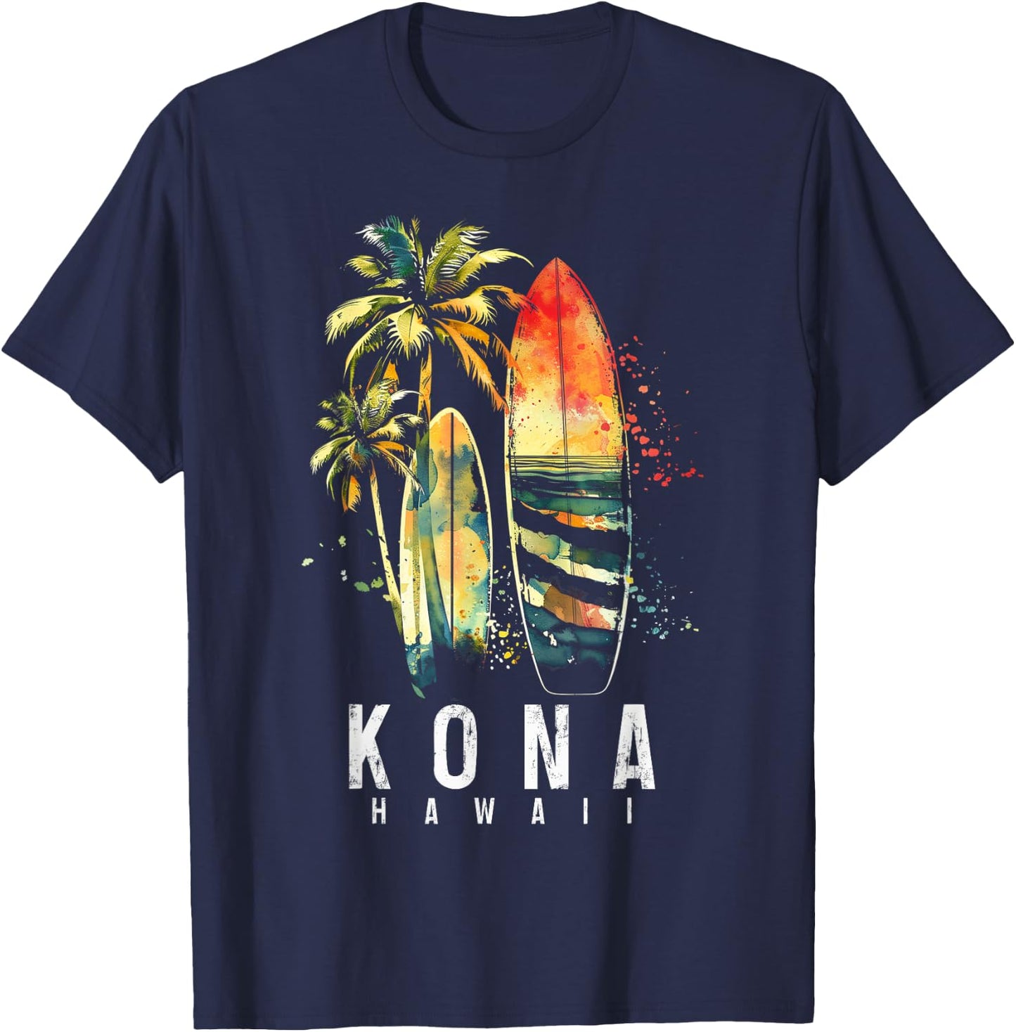 Kona Hawaii Hawaiian Surf Vintage Surfing Surfer T-Shirt - T-Shirt | Navy