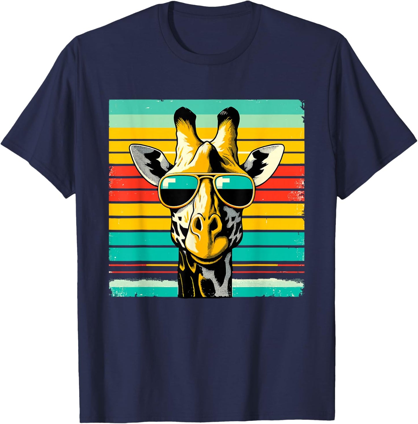 Cool Retro Giraffe Sunglasses T-Shirt - T-Shirt | Navy