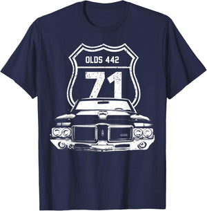 1971 71 Olds 442 Muscle Car T-Shirt - T-Shirt | Navy