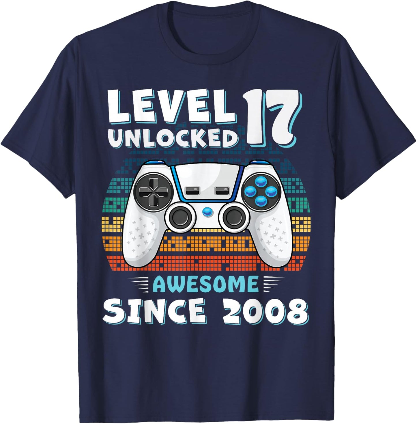 17 Year Old BDay Decorations Men Boy 17yr 2008 17th Birthday T-Shirt - T-Shirt | Navy