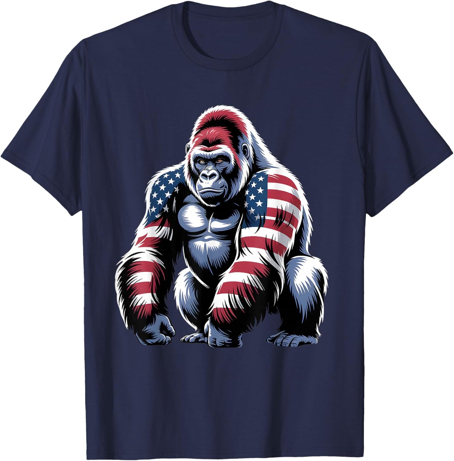 4th Of July Gorilla Lover USA American Flag Patriotic Funny T-Shirt - T-Shirt | Navy