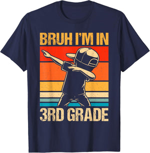 Third Grade Dabbing Boy Bruh i'm in 3rd Grade Students Kids T-Shirt - T-Shirt | Navy